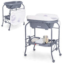 INFANS 2 in 1 Baby Changing Table with Bath Tub Unit, Folding Diaper Dresser Station with Wheels Waterproof Pad