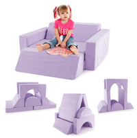 INFANS Mondular Kids Play Couch, 8PCS Toddler Sectional Sofa Building Fort for Bedroom, Imaginative Convertible Floor Cushion