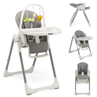 INFANS High Chair for Babies and Toddlers, Foldable Highchair with 7 Different Heights 4 Reclining Backrest Seat 3 Setting Footrest INFANS