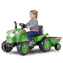 INFANS 12V Kids Ride on Tractor, Battery Powered Motorized Electric Car with Trailer, Dual Motors, Toddler Vehicle Toys