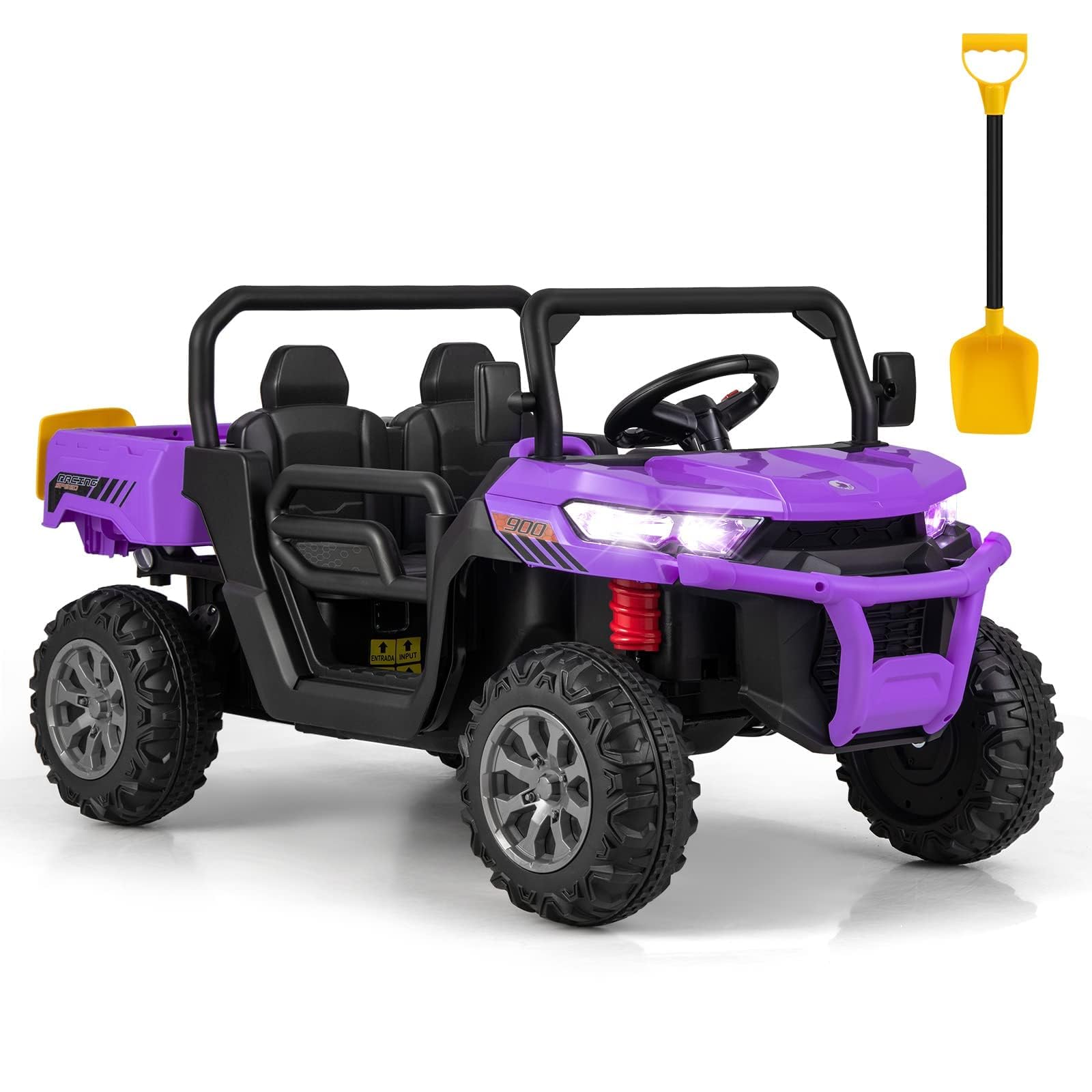 INFANS 2 Seater Ride on UTV, 12V Kids Electric Vehicle Dump Truck, Toddlers Battery Powered Car with Music