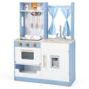 INFANS Kid Kitchen Playset, Toddler Wooden Pretend Cooking Set with Realistic Light & Sound, Stove, Microwave