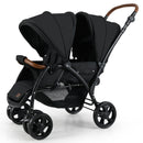 INFANS Double Stroller, Foldable Baby Tandem Stroller with Djustable Backrest Canopy Footrest