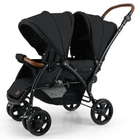 INFANS Double Stroller, Foldable Baby Tandem Stroller with Djustable Backrest Canopy Footrest