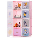 INFANS Children Wardrobe, Kid Closet, Cute for Kids Bedroom Nursery Armoire with 8 Cube, Kid Clothes Storage Organizer