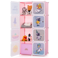 INFANS Children Wardrobe, Kid Closet, Cute for Kids Bedroom Nursery Armoire with 8 Cube, Kid Clothes Storage Organizer