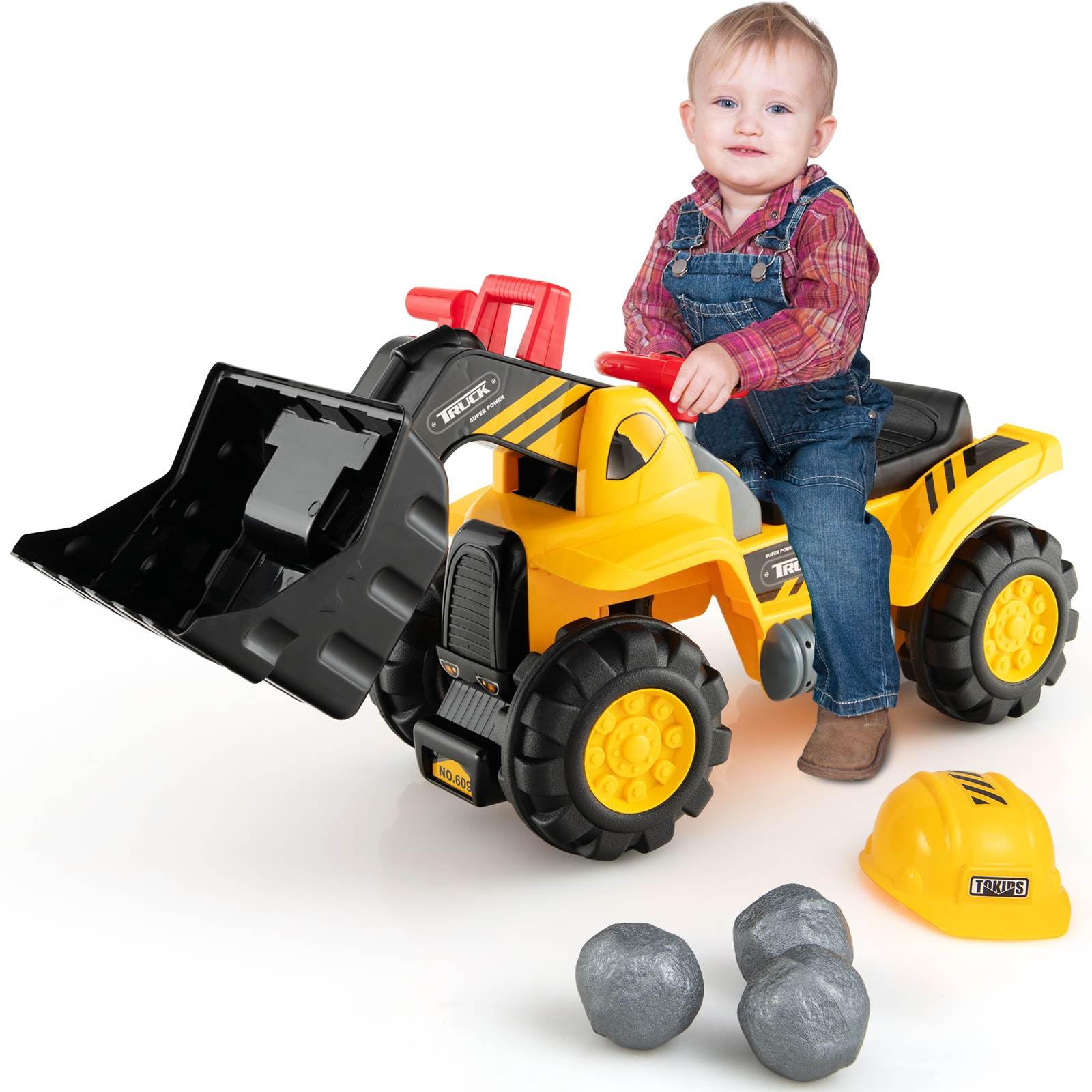 Toddler Ride On Excavator with Adjustable Bucket and Digger Scooper