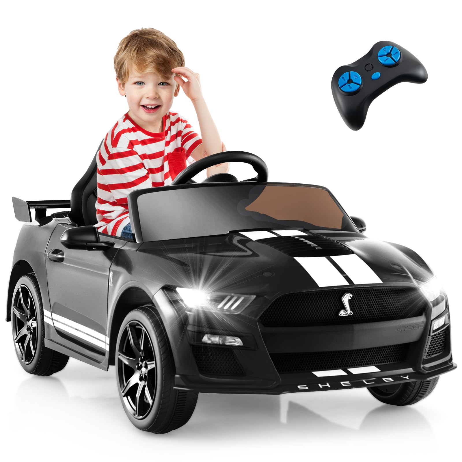 Licensed Ford Mustang GT500 Ride on Car for Kids by INFANS, Battery Powered Electric Vehicle with Remote Control, 37-96 months
