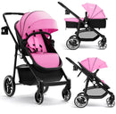INFANS 2 in 1 Baby Stroller, High Landscape Infant Stroller, Foldable Pushchair