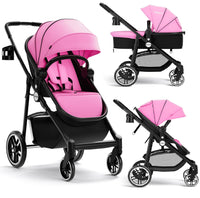 INFANS 2 in 1 Baby Stroller, High Landscape Infant Stroller, Foldable Pushchair