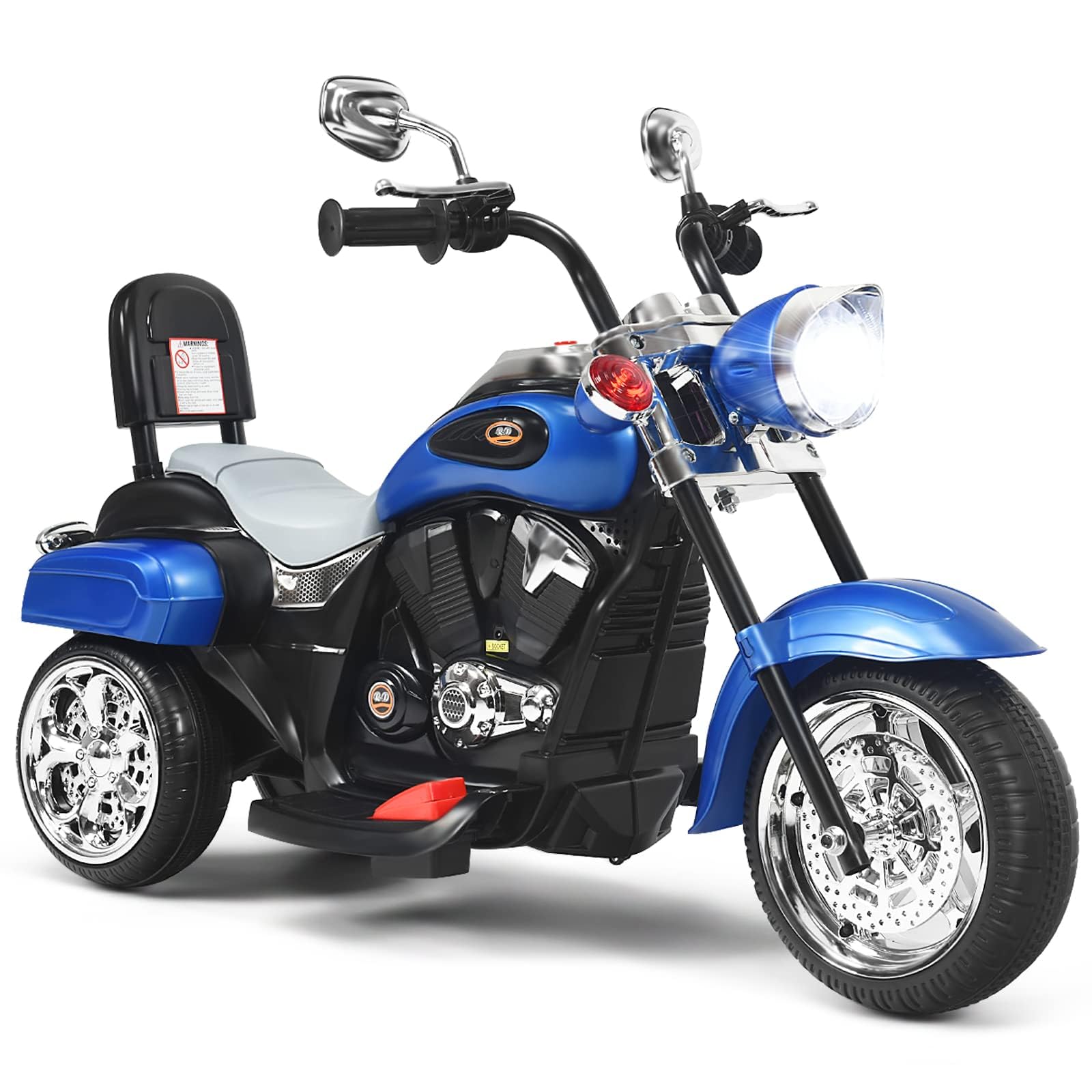 6V Battery Powered Ride on Chopper Motorcycle with 3 Training Wheels