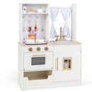INFANS Kid Kitchen Playset, Toddler Wooden Pretend Cooking Set with Realistic Light & Sound, Stove, Microwave