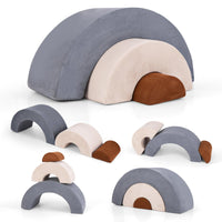 INFANS Climbing Toys for Toddlers, 3pc Foam Climbing Blocks Rainbow Shaped Indoor Play Set, Rainbow Crawling Tunnel