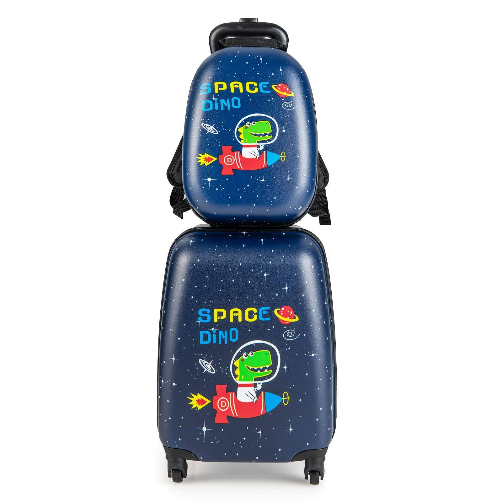 INFANS Kid Luggage Set, 12’’ Travel Backpack and 16’’ Carry on Suitcase with Rolling Spinner Wheels for Children Boys Girls