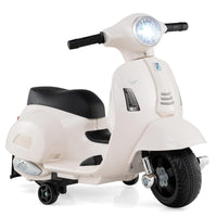 INFANS Licensed Vespa Kids Motorcycle, 6V Battery Powered Motorbike for Toddlers with Training Wheels, Horn, LED Lights