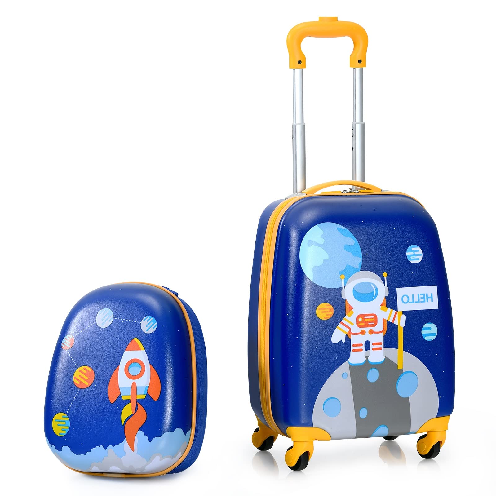 12’’ Travel Backpack and 16’’ Carry on Suitcase with Rolling Spinner Wheels