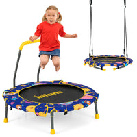INFANS 2 in 1 Swing and Trampoline Combo, 36 Inch Foldable Hammock Saucer Tree Swing Bouncer