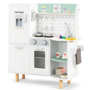 INFANS Kid Kitchen Playset, Toddler Wooden Pretend Cooking Set with Realistic Light & Sound, Stove, Sink, Microwave
