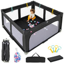 INFANS Foldable Baby Playpen with Mat, Large Baby Play Yard for Infant with 50 Ocean Balls, Fence Toddler Activity Center