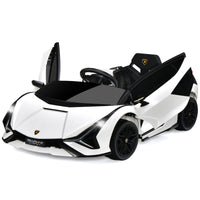 INFANS 12V Licensed Lamborghini Sian Kids Ride on Car with Parent Remote Control, Electric Toy Roadster Carbon Fiber Textured