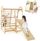 NFANS 7 in 1 Wooden Montessori Climber Playset with Tent Slide Climbing Rock Climbing Net
