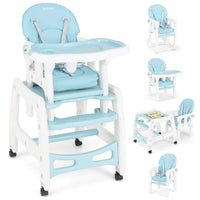 INFANS 5 in 1 Baby High Chair, Convertible Toddler Table Chair Set, Rocking Chair, Multi-Function Seat with Lockable Universal Wheels