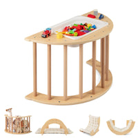 INFANS Wooden Arch Climber Rocker with Soft Cushion, 6 in 1 Montessori Climbing Toys for Toddlers, Gym Playset Gift for Kids
