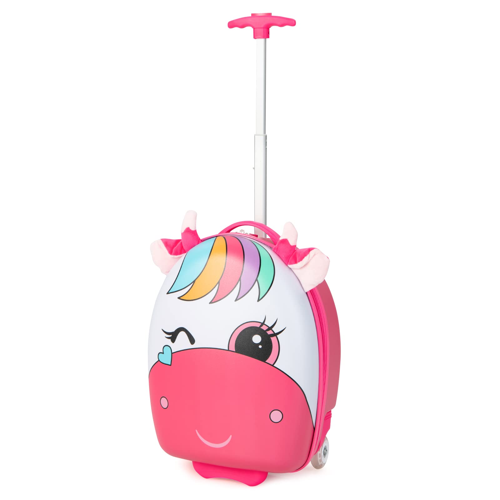 INFANS Kids Luggage, 16’’ Carry on Rolling Suitcase for Girls Boys with 2 Flashing Spinner Wheels
