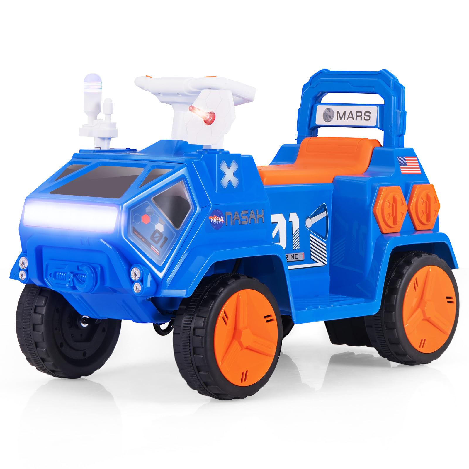 INFANS Ride on Car, 6V Electric Toy for Kids with Radar, Rocket, MP3, USB, Horn, 4-Wheeler Battery Powered Quad Gift for Toddlers