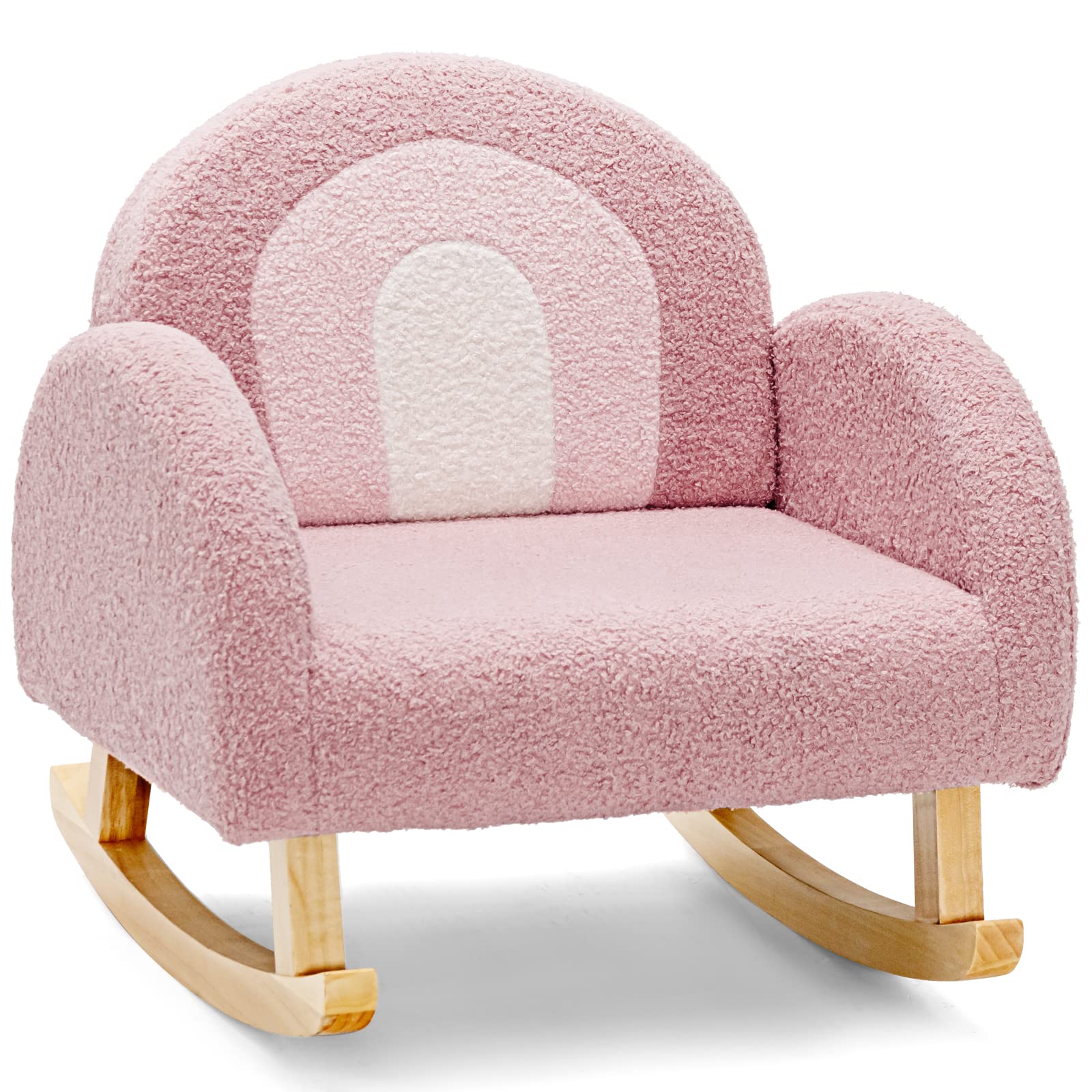 INFANS Kids Sofa, Toddler Rocking Chair with Solid Wooden Frame, Anti-Tipping Design, Plush Fabric, Children Armchair