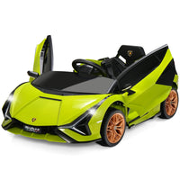 INFANS 12V Licensed Lamborghini Sian Kids Ride on Car with Parent Remote Control, Electric Toy Roadster Carbon Fiber Textured