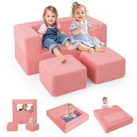 INFANS Modular Kids Play Couch, Toddler Sectional Fort Building Sofa for Playroom, Bedroom, Convertible Soft Foam Furniture