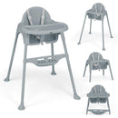 INFANS 4 in 1 Baby High Chair, Convertible Highchair for Babies and Toddlers, Infant Feeding Highchairs with Removable Tray Adjustable Footrest