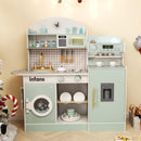 INFANS Kids Kitchen Playset, Toddler Wooden Kitchen Pretend Cooking Toy Set with Coffee Maker