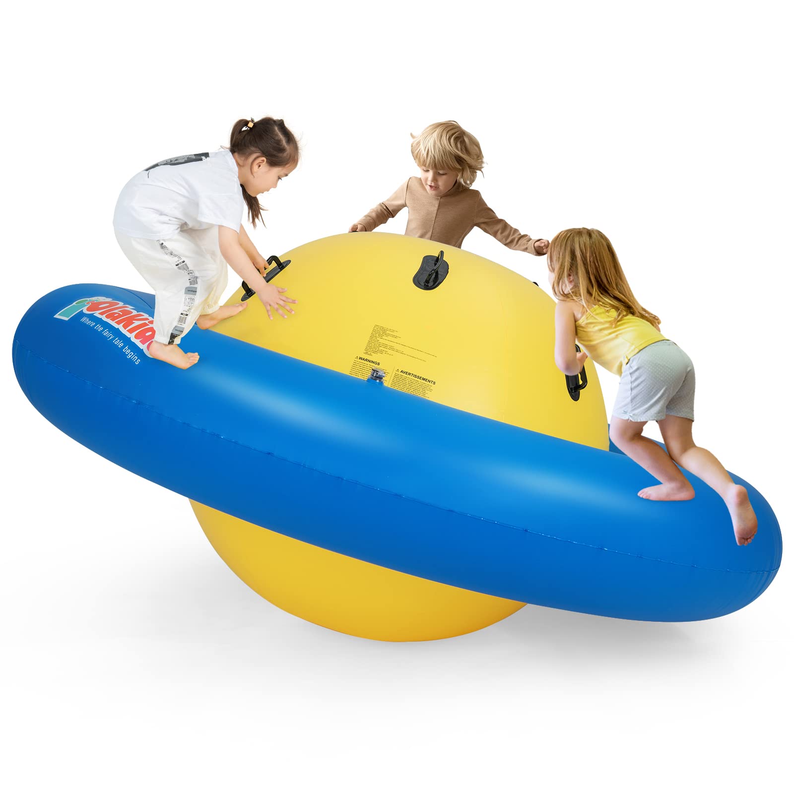 INFANS 8FT Inflatable Dome Rocker Bouncer, Outdoor Kids Giant Roll and Play Seesaw Rocker with 6 Secure Handles