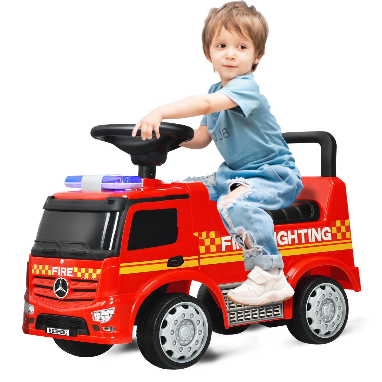 Licensed Mercedes Benz Foot to Floor Sliding Fire Truck with Horn