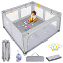 INFANS Foldable Baby Playpen with Mat, Large Baby Play Yard for Infant with 50 Ocean Balls, Fence Toddler Activity Center