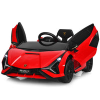 INFANS 12V Licensed Lamborghini Sian Kids Ride on Car with Parent Remote Control, Electric Toy Roadster Carbon Fiber Textured