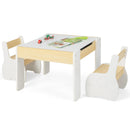 INFANS 3 in 1 Kids Table and Chair Set, Wood Multi Activity Table with Removable Tabletop, Detachable Blackboard