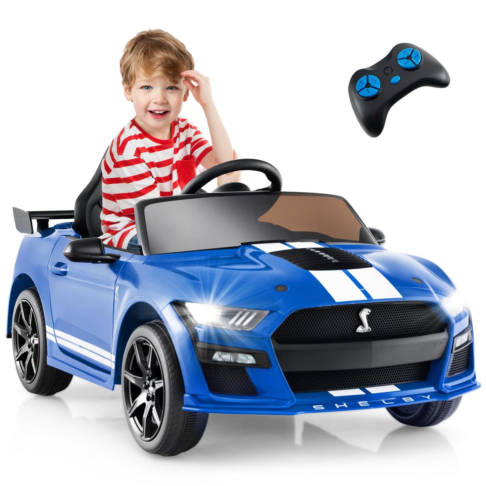 Licensed Ford Mustang GT500 Ride on Car for Kids by INFANS, Battery Powered Electric Vehicle with Remote Control, 37-96 months