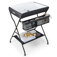 INFANS Baby Changing Table, Folding Diaper Station Portable Nursery Organizer with Safety Belt and Storage Racks