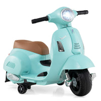 INFANS Licensed Vespa Kids Motorcycle, 6V Battery Powered Motorbike for Toddlers with Training Wheels, Horn, LED Lights