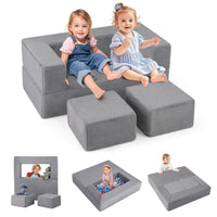 INFANS Modular Kids Play Couch, Toddler Sectional Fort Building Sofa for Playroom, Bedroom, Convertible Soft Foam Furniture