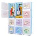 INFANS Children Wardrobe, Kid Closet Portable Baby Dresser Cute for Kids Bedroom Nursery Armoire with Doors