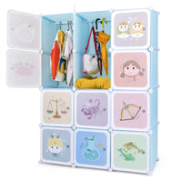 INFANS Children Wardrobe, Kid Closet Portable Baby Dresser Cute for Kids Bedroom Nursery Armoire with Doors