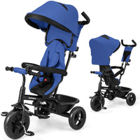INFANS Kids Tricycle, 6 in 1 Baby Trike Toddler Bike with Reversible Seat, Adjustable Push Handle, Removable Canopy