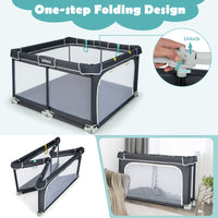 INFANS Baby Playpen, 50’’x50’’ Foldable Large Baby Playard, Indoor Outdoor Kids Activity Center Baby Fence