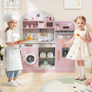 INFANS Kids Kitchen Playset, Toddler Wooden Kitchen Pretend Cooking Toy Set with Coffee Maker