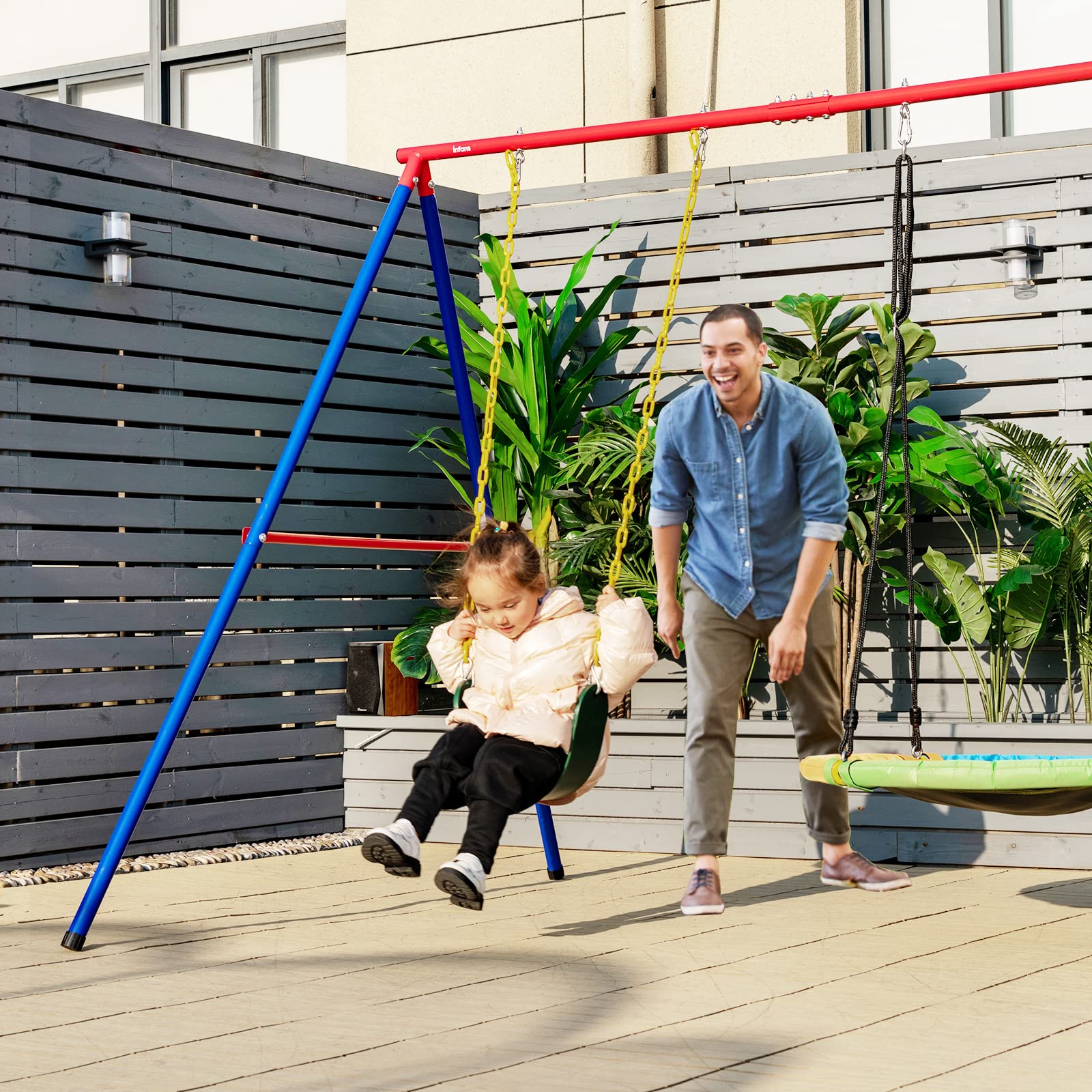 2 Seat Swing Stand Set 550 lbs Heavy Duty Metal Swing Frame