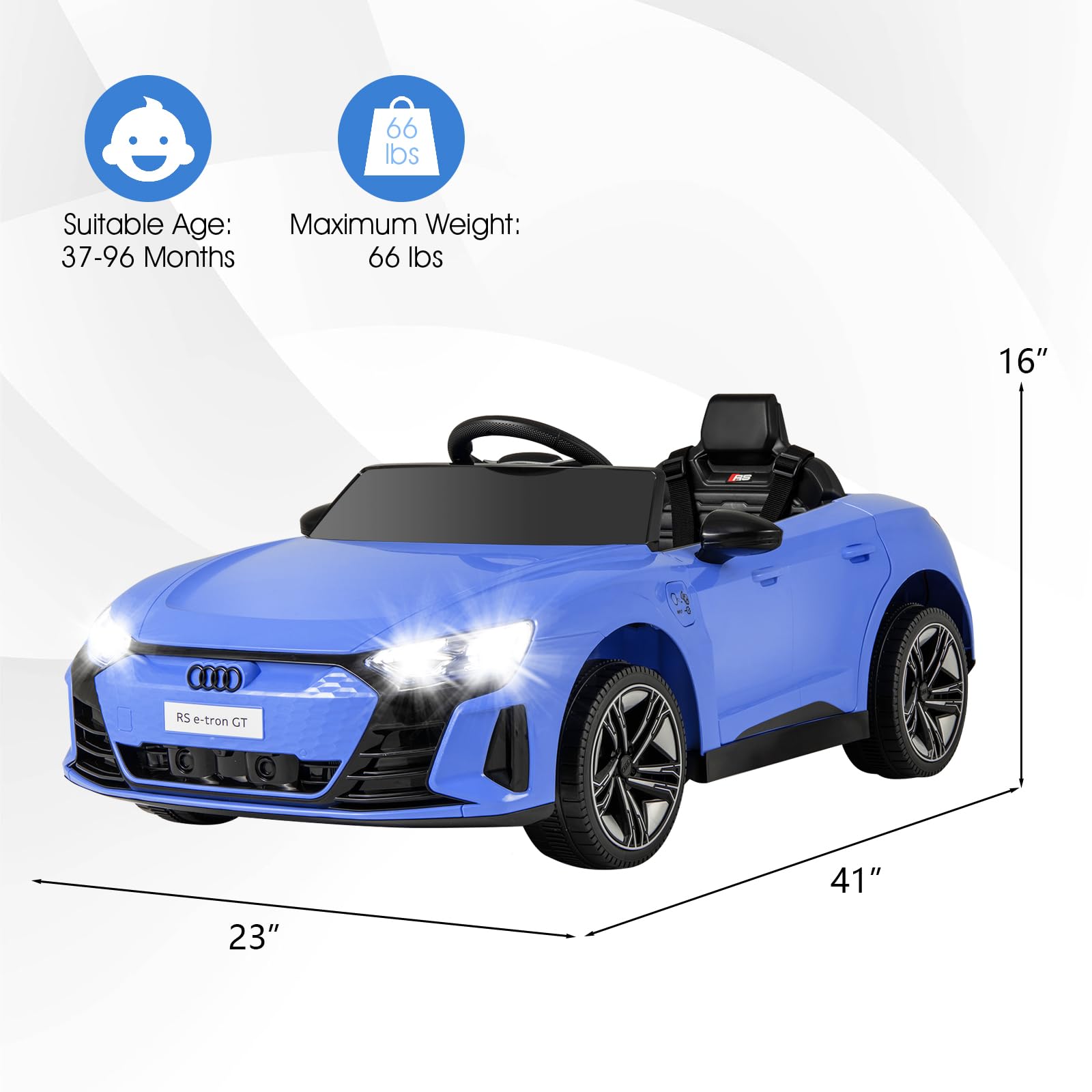 INFANS 12V Kids Ride on Car, Licensed Audi RS e-tron GT Electric Vehicle, Toddlers Battery Powered Toy